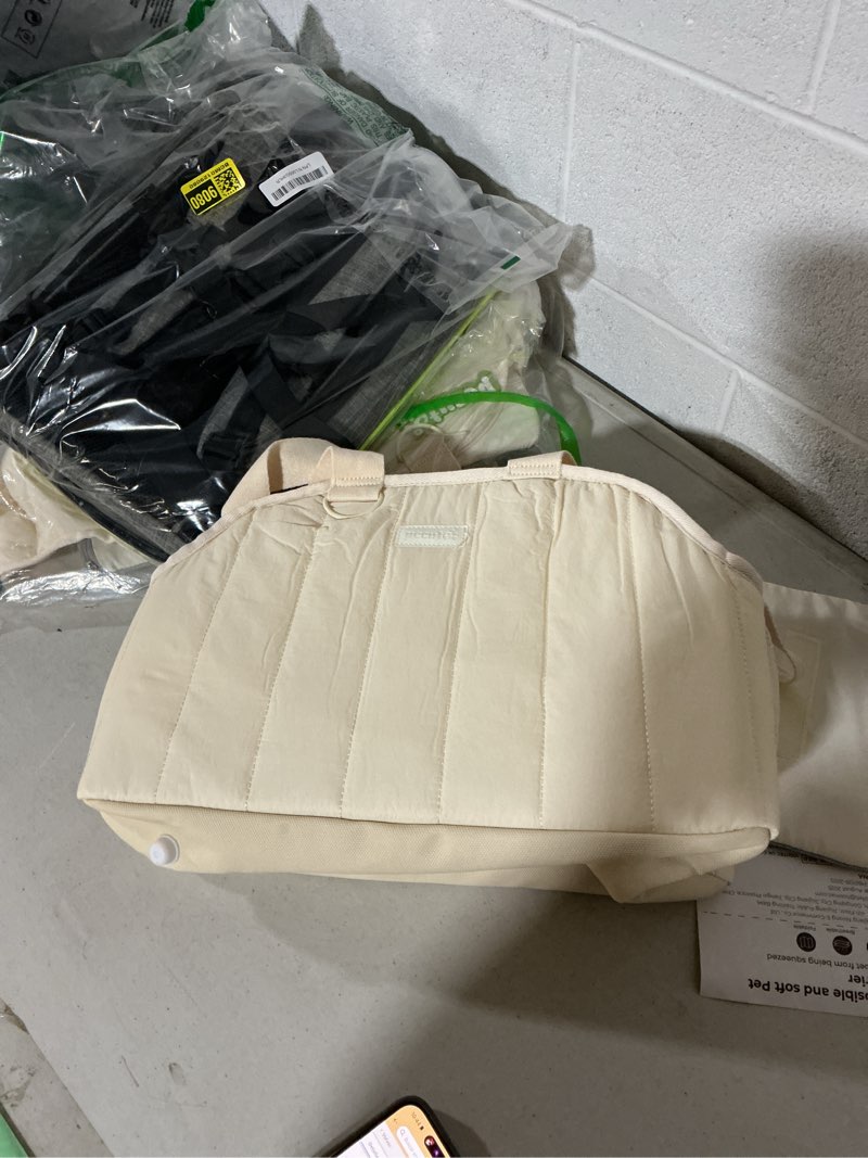 Condition photo showing Good Condition for ??pecute dog purse carrier, lightweight dog carriers for small dogs with large pockets, dog soft-sided carriers up to 6.6lbs, pet carrier for puppy cat rabbit, suitable for travel, subway, cream 16.9"l x 8.5"w x 10.6"h cream