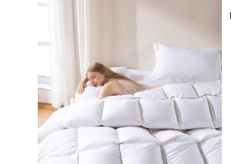 oeko-tex feather down fiber comforter twin, white fluffy duvet insert with ultra soft 100% cotton cover, all season luxurious hotel bed comforter twin with corner tabs, 88 “x88”