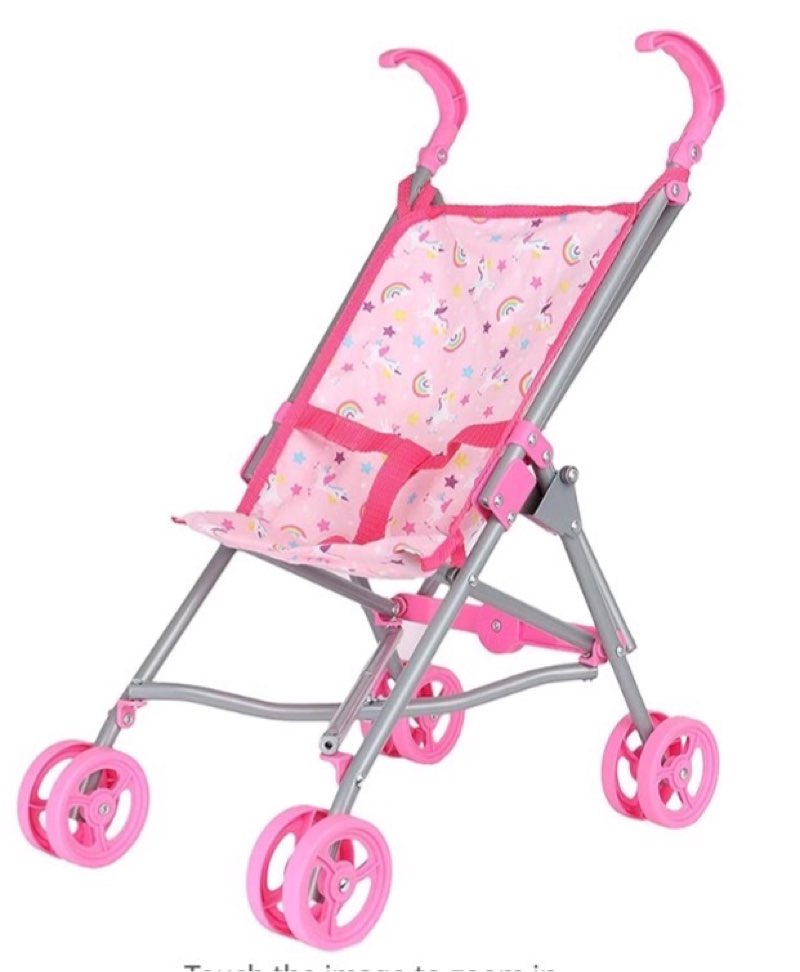 dream collection, doll stroller - metal fold up and down umbrella stroller for realistic pretend play, pink - 23”