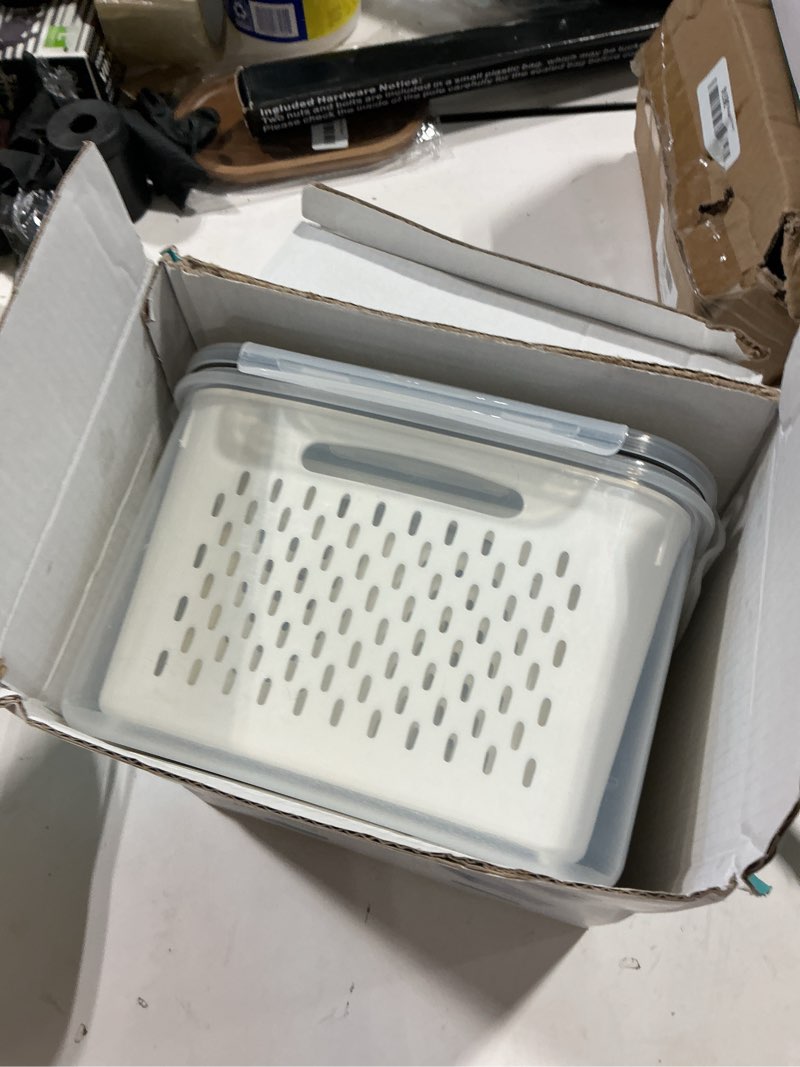 Condition photo showing Good Condition for hometall 5 pack fruit storage containers for fridge, plastic fruit containers for fridge with removable colanders, leakproof fridge organizers and storage for berry vegetable salad lettuce meat food 5pcs white