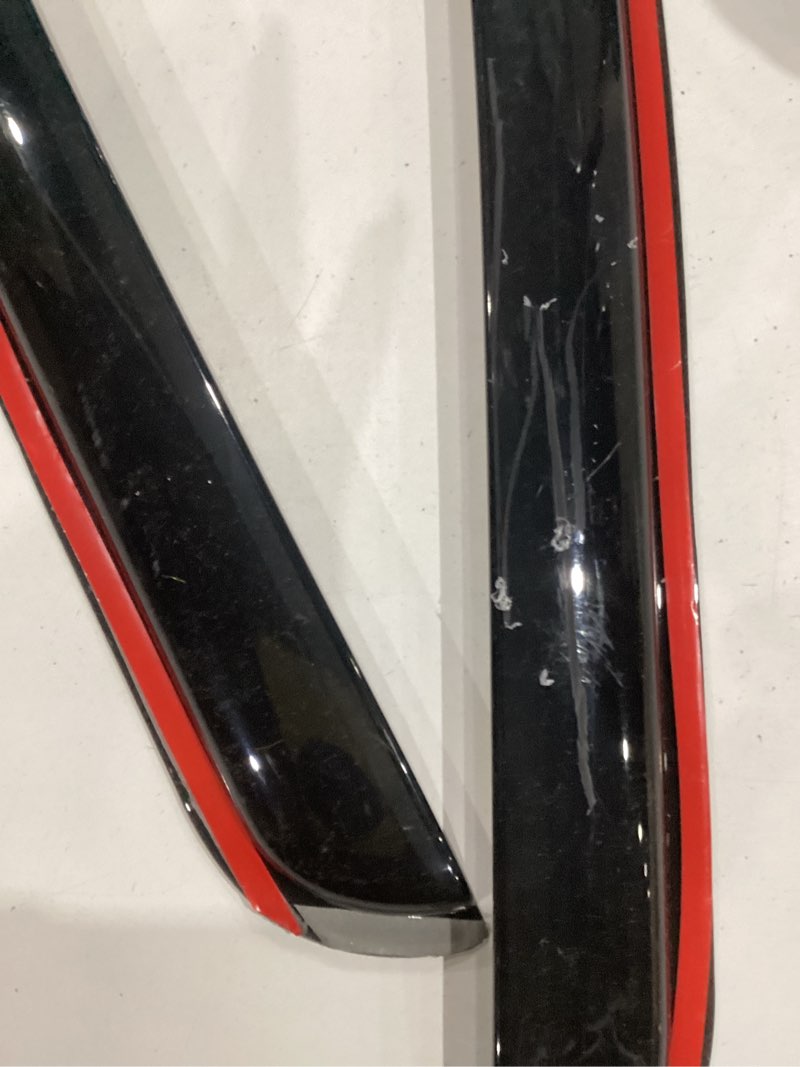 Condition photo showing As Is for ikon motorsports, window visor compatible with 2015-2023 ford mustang coupe, acrylic smoke tinted 2pc sun rain shade guard wind vent