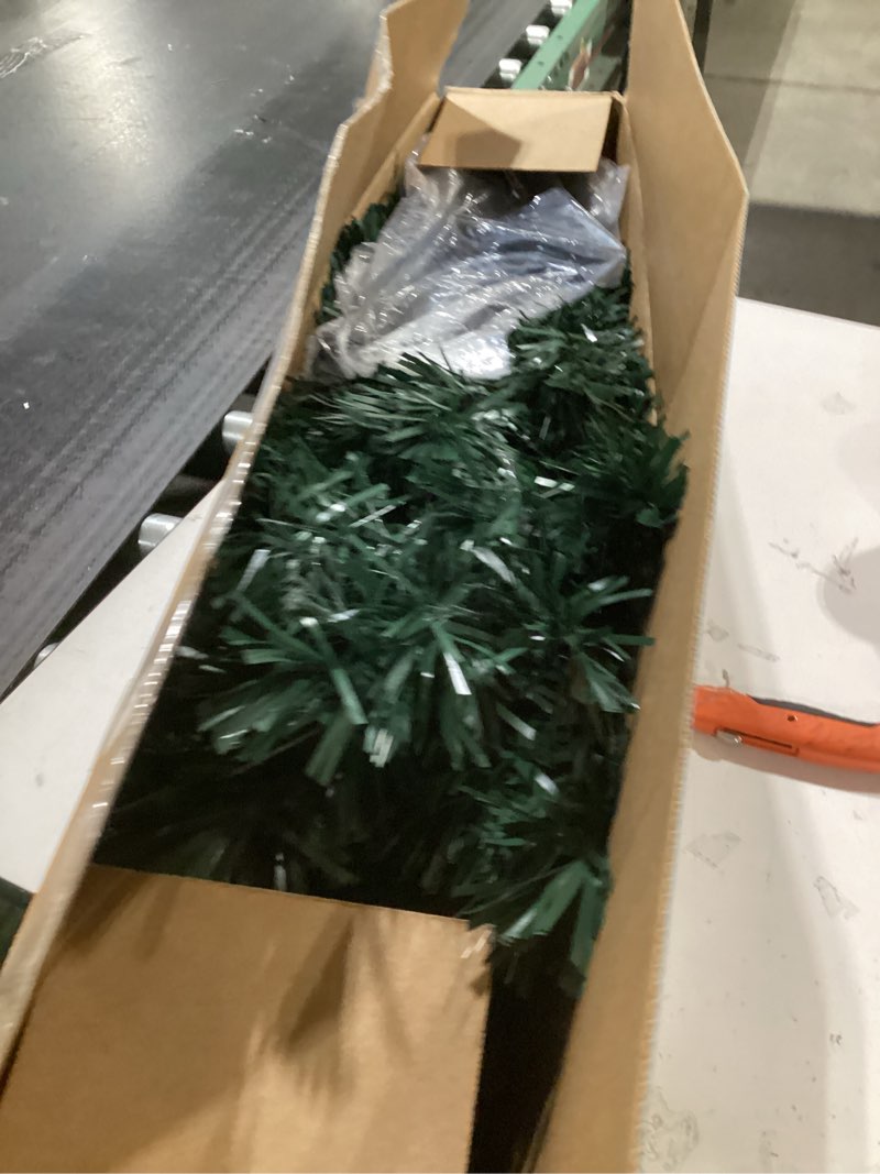 5FT Pre-lit Fiber Optic Christmas Tree with Lighted Star, PVC & Iron Construction, Green Artificial 