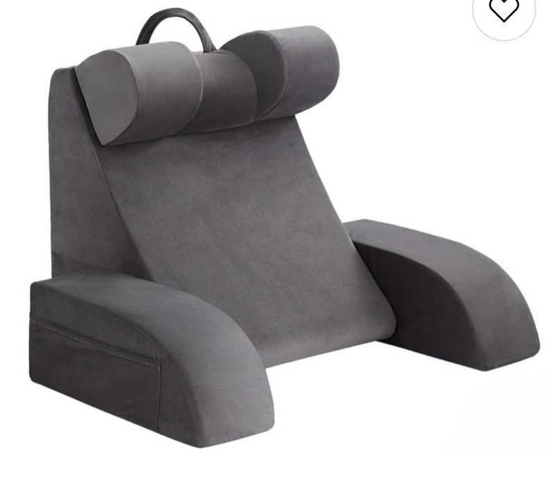 19" Reading Pillow for Sitting in Bed Adult, Back Pillow, Backrest Pillow with Arms