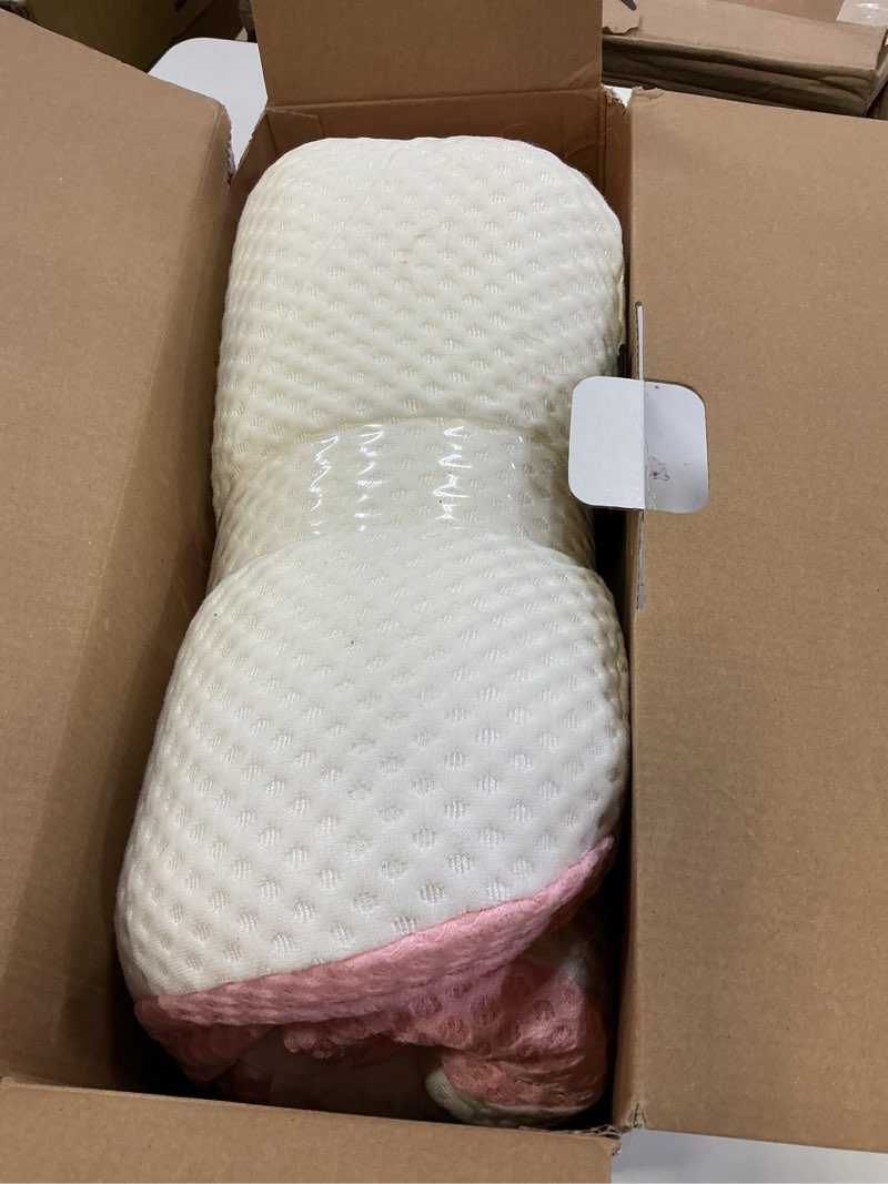 Condition photo showing As Is for Osteo Cervical Pillow for Neck Pain Relief, Hollow Design Odorless Memory Foam Pillows with Cooling Case, Adjustable Orthopedic Bed Pillow for Sleeping, Support for Side Back Sleepers Standard High(24.5*16.5*5.2/4.1 inches) Pink