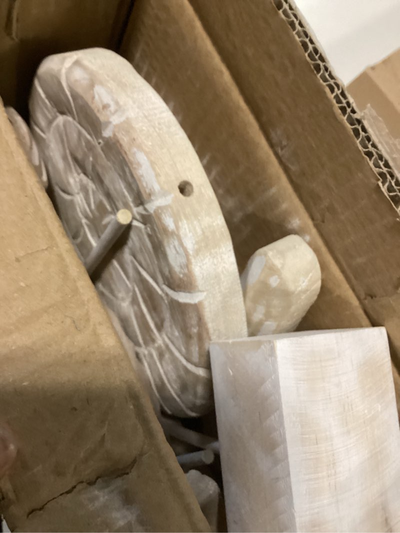 Condition photo showing Good Condition for 3pcs wood handmade beach nautical style figurines starfish/conch/seahorse statue home decor beach decor coastal decor white