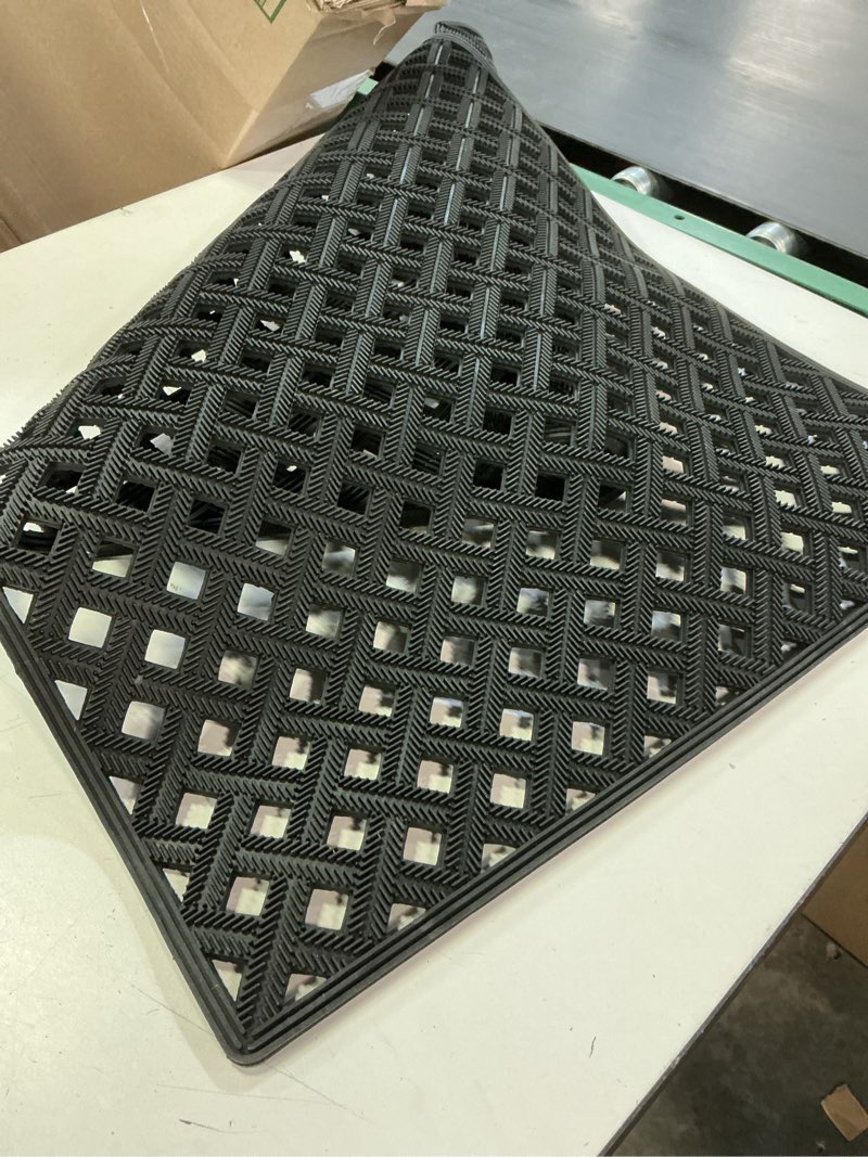 Condition photo showing Good Condition for (unknown size)dexi front door mat outside entrance, 2x3 ft entryway rubber back doormat heavy duty, non slip low profile welcome entry mats for inside house floor exterior patio, black 2' x 3' (rectangular) rhombic black