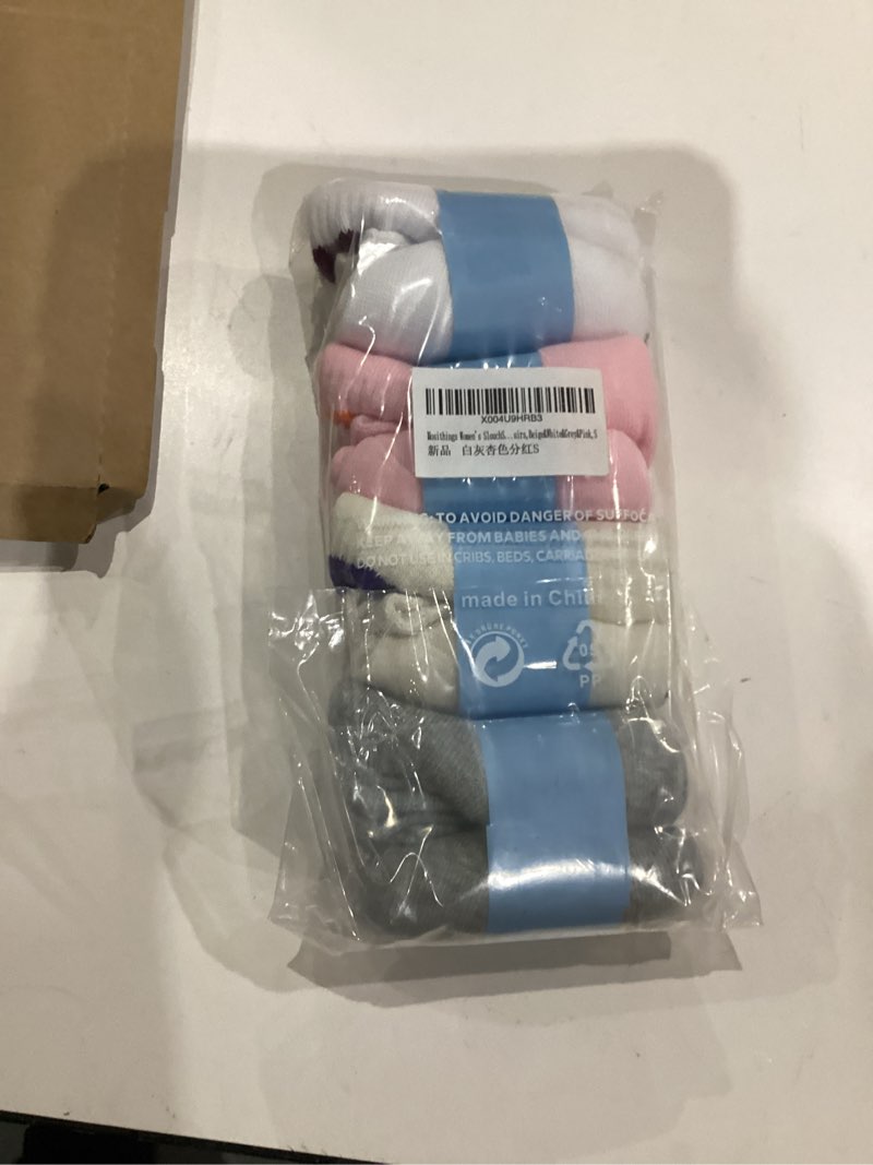 Condition photo showing New/Like New for Women's Slouchy Socks Soft Casual Calf Socks Retro Scrunch Crew Socks 3/4 Pairs Small Beige&white&grey&pink