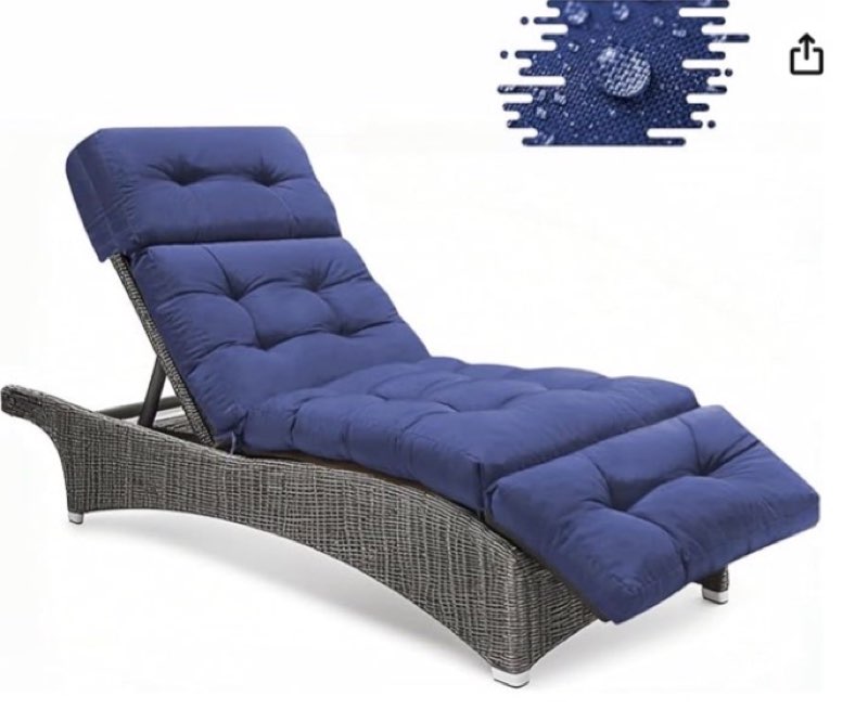 DVUAY Outdoor Chaise Lounge Cushions, Waterproof Non-Slip Thickened Lounge Chair Cushion with Ties, 