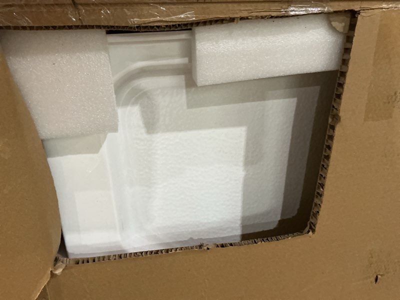 Condition photo showing New/Like New for fine fixtures 32 x 32 neo angle shower base, acrylic corner shower pan with non-slip textured surface, white shower floor base with center drain, durable corner shower tray for bathroom installation.