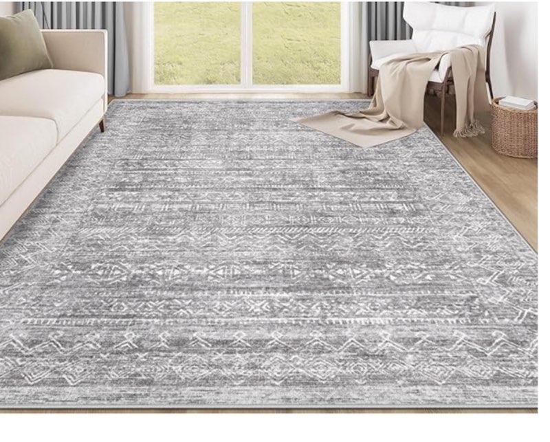 Washable Rug 6x9 Area Rugs: Modern Geometric Rugs for Living Room Non Slip Soft Low Pile Moroccan In