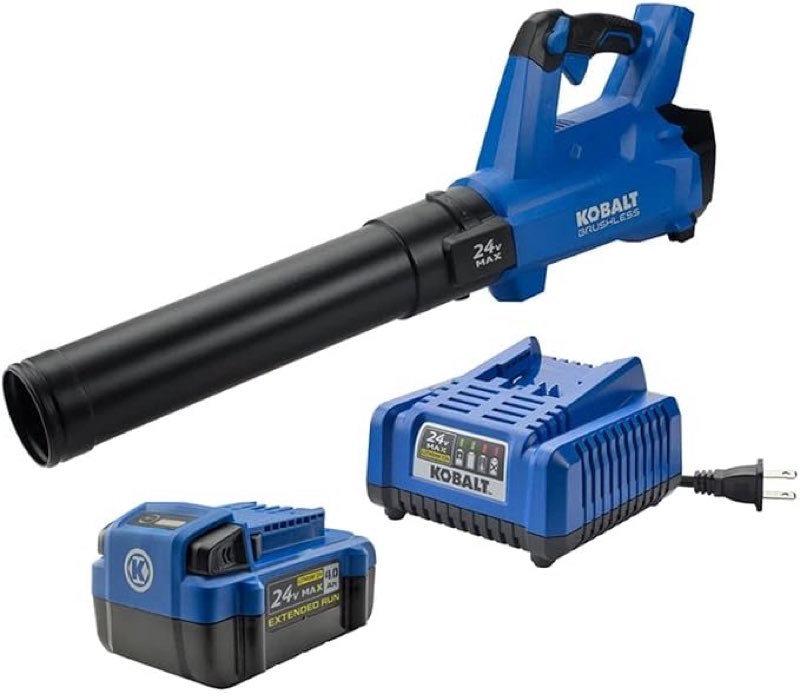 kobalt 24-volt max lithium ion 410-cfm brushless cordless electric leaf blower