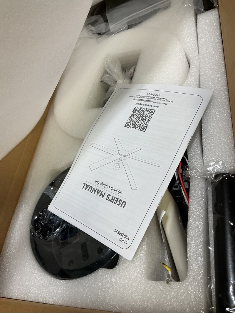 Condition photo showing Good Condition for fanbulous 60 inch ceiling fans with lights and remote, reversible 6 blades & dimmable 3-color outdoor ceiling fans for patios, dc motor large ceiling fan for indoor or covered outdoor-black black 60 inch