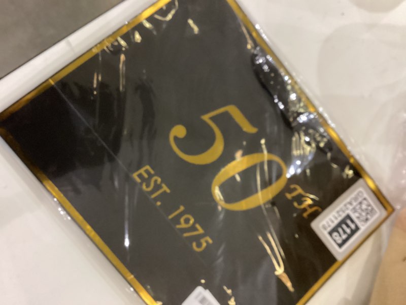 Condition photo showing Good Condition for momoake 50th Birthday Gift Bag with Card and Tissue Paper for Men Women Him, 1975 50 Year Old 13" Elegant Black Gold Anniversary Keepsake Party Present Shopping Paper Bags for Gifts Wrapping 1975 50th