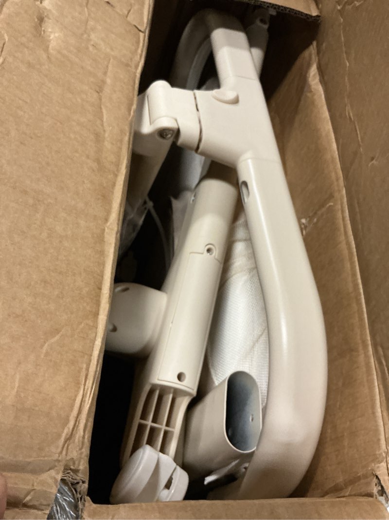 Condition photo showing As Is for Electric Baby Bassinet Bedside Sleeper with Auto Rocking, Remote/Touch Control, 3 Timer Modes, 12 Sounds, 6 Heights, Storage & Wheels (Beige)