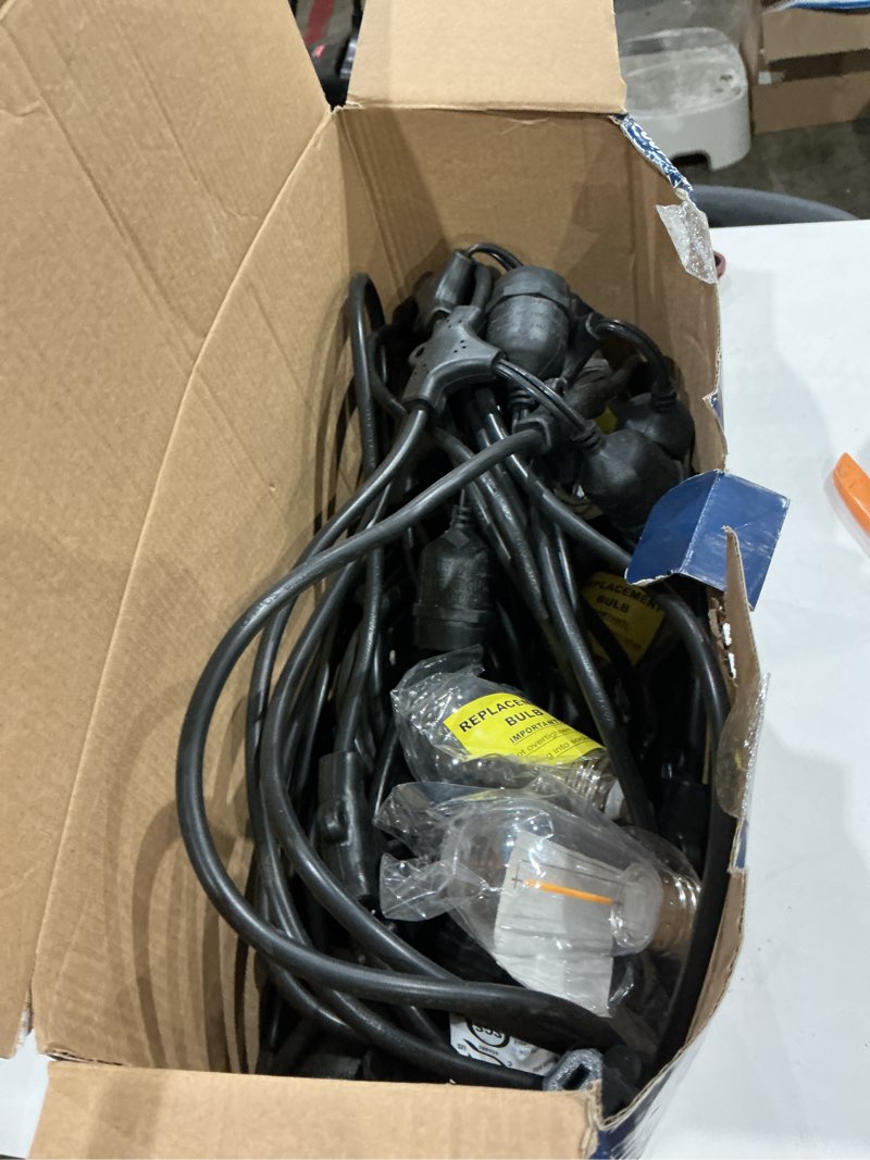 Condition photo showing As Is for harbor breeze 48-ft plug-in black indoor/outdoor string light with 24 white -light led edison bulbs