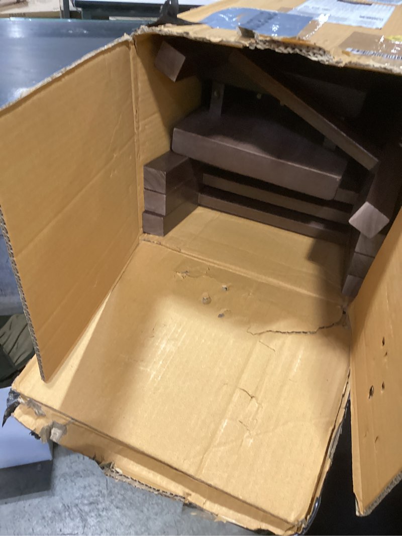 Condition photo showing Good Condition for Amazon Basics Solid Wood Saddle-Seat Kitchen Counter Barstool with Footrest, Easy Assembly - 24-Inch Height - Walnut - Set of 2 Walnut 24''