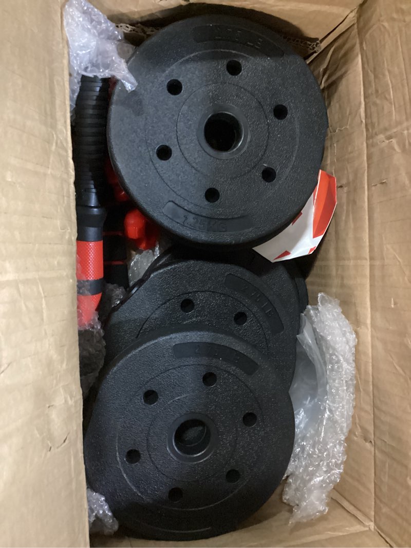 Condition photo showing Good Condition for Adjustable-Dumbbells-Sets,Free Weights-Dumbbells Set of 2 Convertible To Barbell A Pair of Lightweight for Home Gym,Women and Men Equipment red 20lbs (10lbs*2)