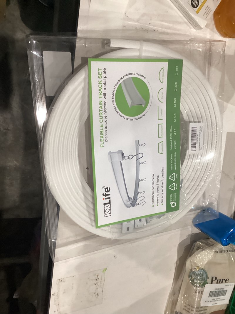 Condition photo showing New/Like New for KXLife Flexible Ceiling Mount Curtain Track (20 ft), Hospital Curtain Track System, Ceiling Track for Windows, Room Divider Ceiling Track System, White X-Large, 20ft White
