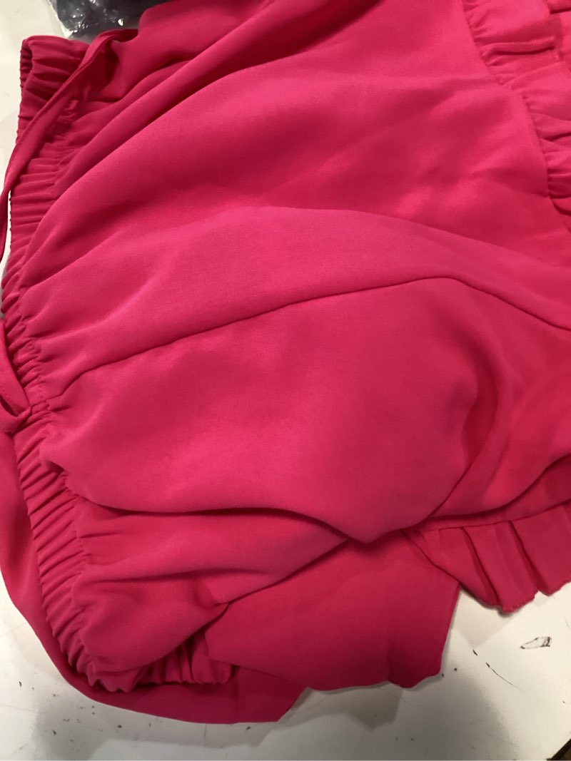 Condition photo showing Good Condition for ekouaer pajama for women set 2 piece ruffle pjs soft tank top and shorts sleepwear set bridal pajama set for women  l  pink