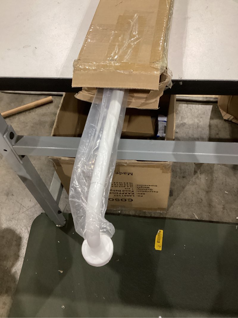 Condition photo showing Good Condition for matte white disc curtain rods, 84-144 inches window curtain rod,adjustable room darkening drapery rod with aluminum finials and brackets,wrap around design 84-144" matte white