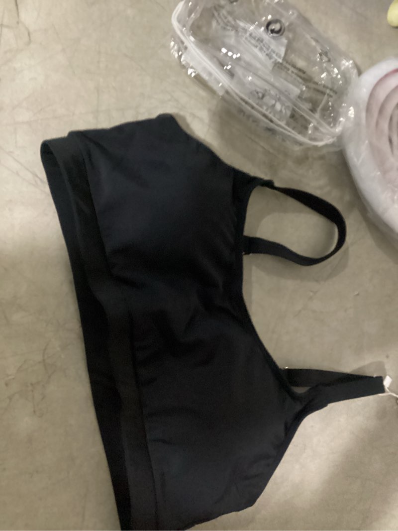 Condition photo showing New/Like New for sports swim bra bikini tops for women classic bathing suits top with padded crop swimsuit black medium