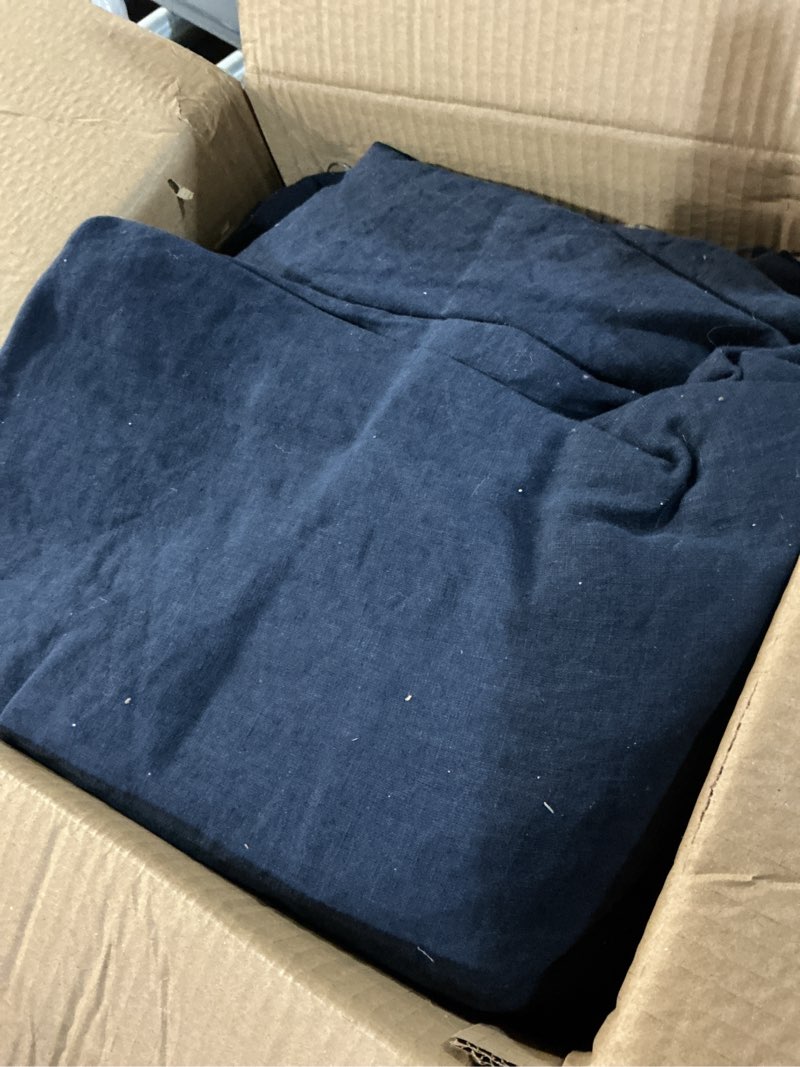 Condition photo showing As Is for european linen duvet cover, king/cal king, navy