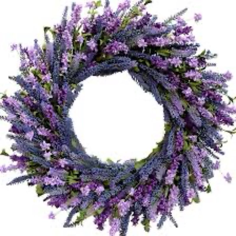 Petalyn 24 Inch Large Purple Lavender Wreath for Front Door, Artificial Summer Wreath with Eucalyptu