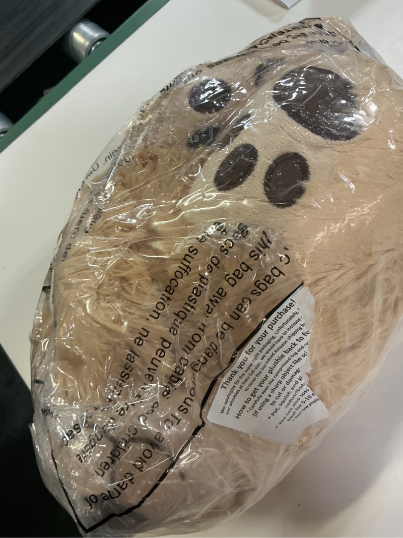 Condition photo showing New/Like New for lotfancy teddy bear stuffed animals, 17 inch soft plush toy, light brown | cute footprint plushie for easter and birthday gifts, soft huggable toy for toddlers cuddling, snuggling & bedtime. light brown 17 inch