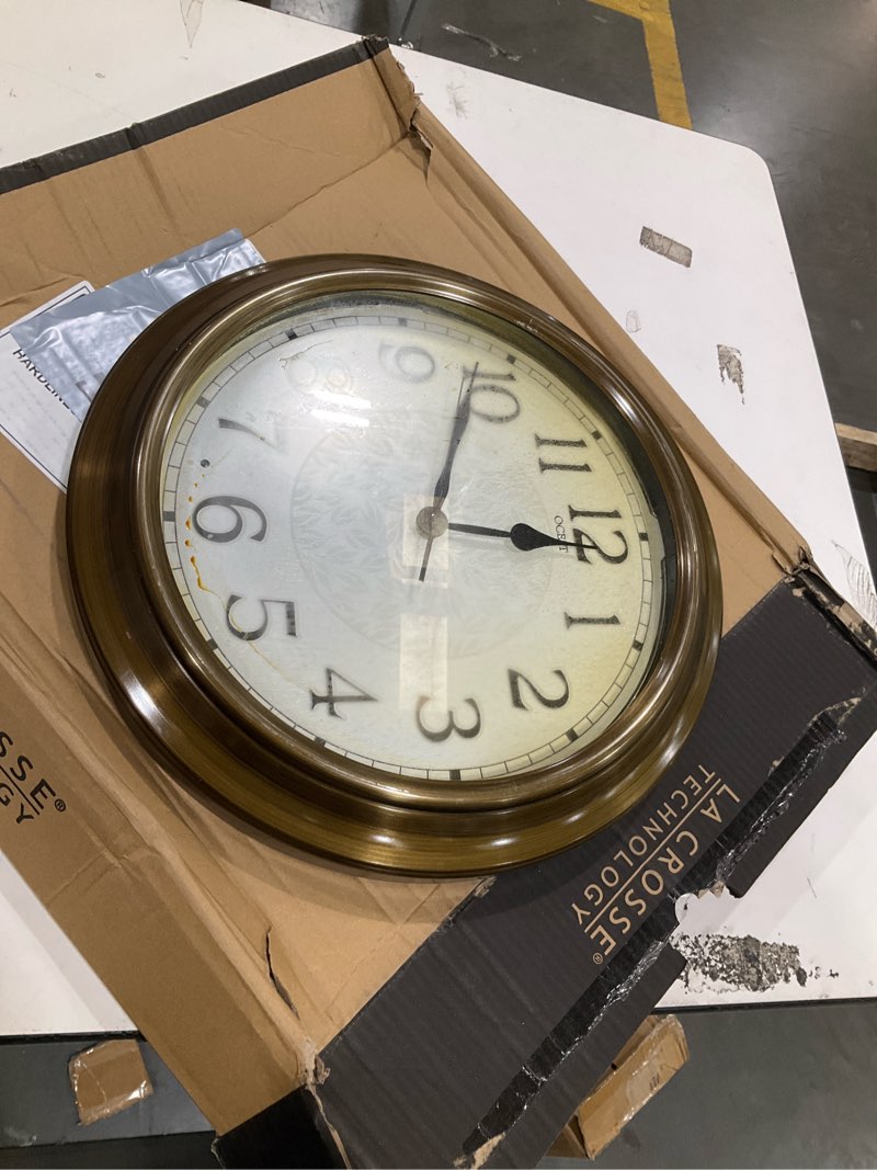 Condition photo showing As Is for ocest 15 inch indoor outdoor clock waterproof, silent metal large outdoor clock glow in the dark, battery operated decor for garden pool patio porch bronze glow in the dark 15 inch