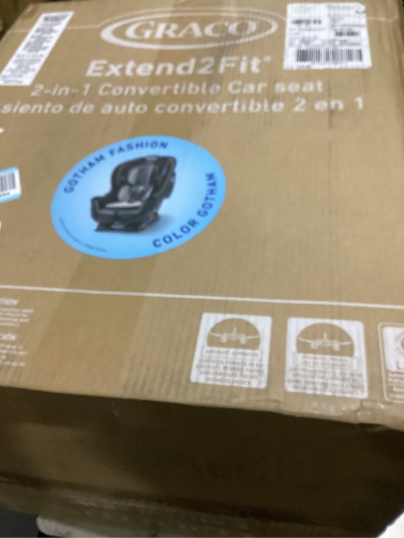 Condition photo showing Good Condition for graco extend2fit convertible car seat, rear and forward facing car seat with adjustable extension panel for extra legroom, great gift for baby shower or baby registry, gotham 2-in-1 gotham 2.0