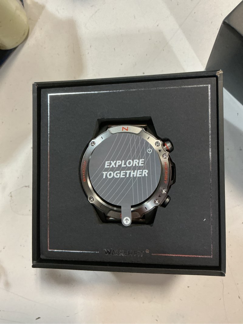 Condition photo showing New/Like New for WalkerFit Military Rugged Smart Watch for Men 1.43" AMOLED Smartwatch, Always-on, 3ATM Waterproof for Swim,Accurate HR Sleep Monitor,Bluetooth Call Fitness Watch for iPhone Andriod Compatible, Silver Silver Steel
