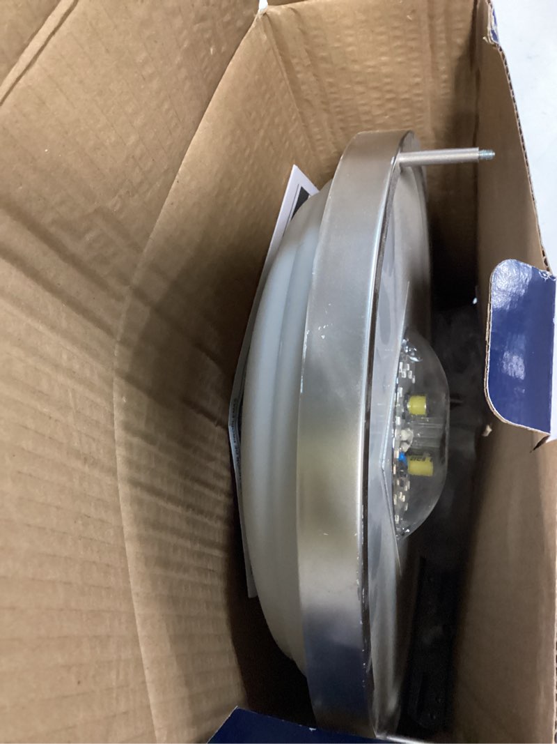 Condition photo showing As Is for project source 1-light 11-in satin nickel integrated led flush mount light
