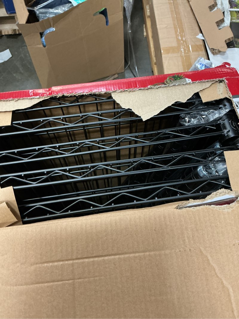 Condition photo showing Good Condition for hyper tough 5-tier wire storage shelves, 36" w x 16" d x 72" h, 1750 lb load capacity, black