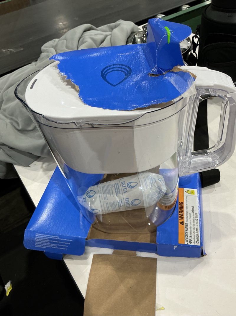 Condition photo showing As Is for brita 10 cup large plastic water filter pitcher, white, bpa free with 1 standard brita filter