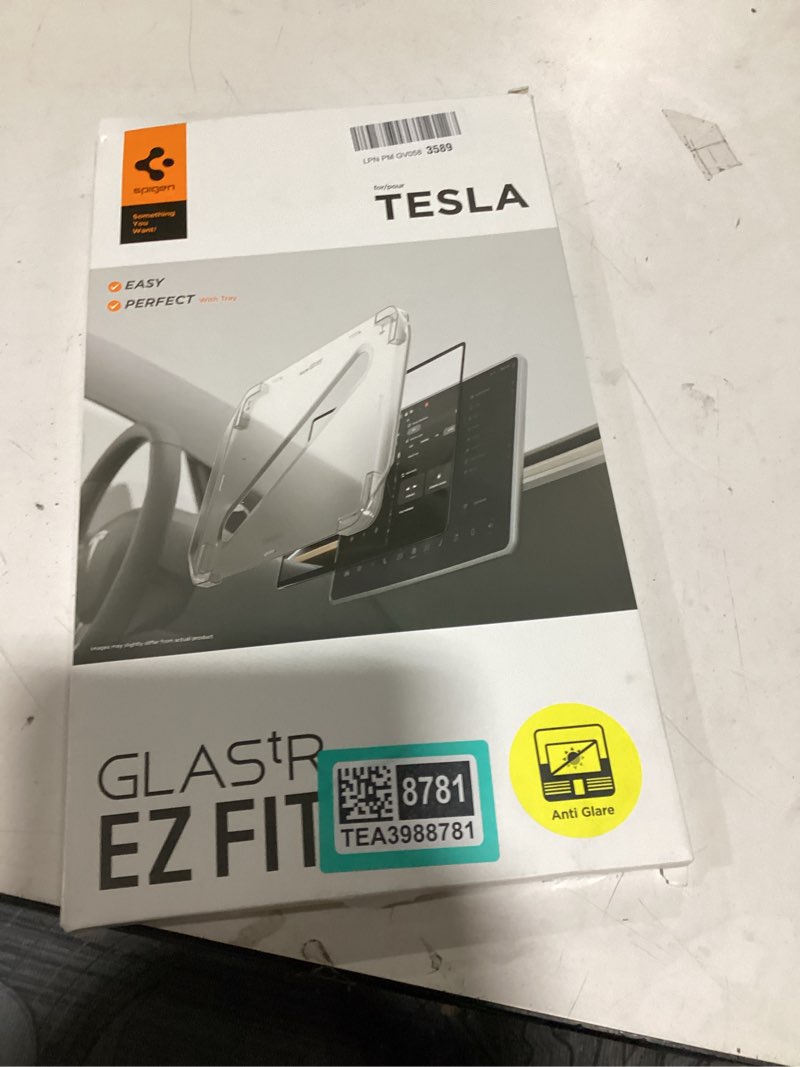 Condition photo showing As Is for spigen tempered glass screen protector [glastr ez fit] designed for tesla model 3 (2024/2025/2026), model y (2024-2025), model y standard 2026 15.4" dashboard touchscreen - matte/anti glare/anti finger print 15.4-inch model 3 highland / model y juniper