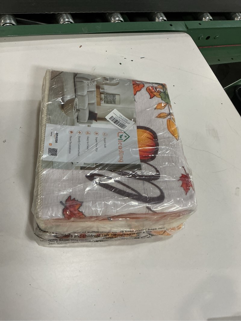 Condition photo showing New/Like New for ileading fall kitchen rugs set of 3 piece fall kitchen mats for floor with non slip backing,washable autumn runner rug for sink laundry holiday thanksgiving decoration(pumpkin bow)