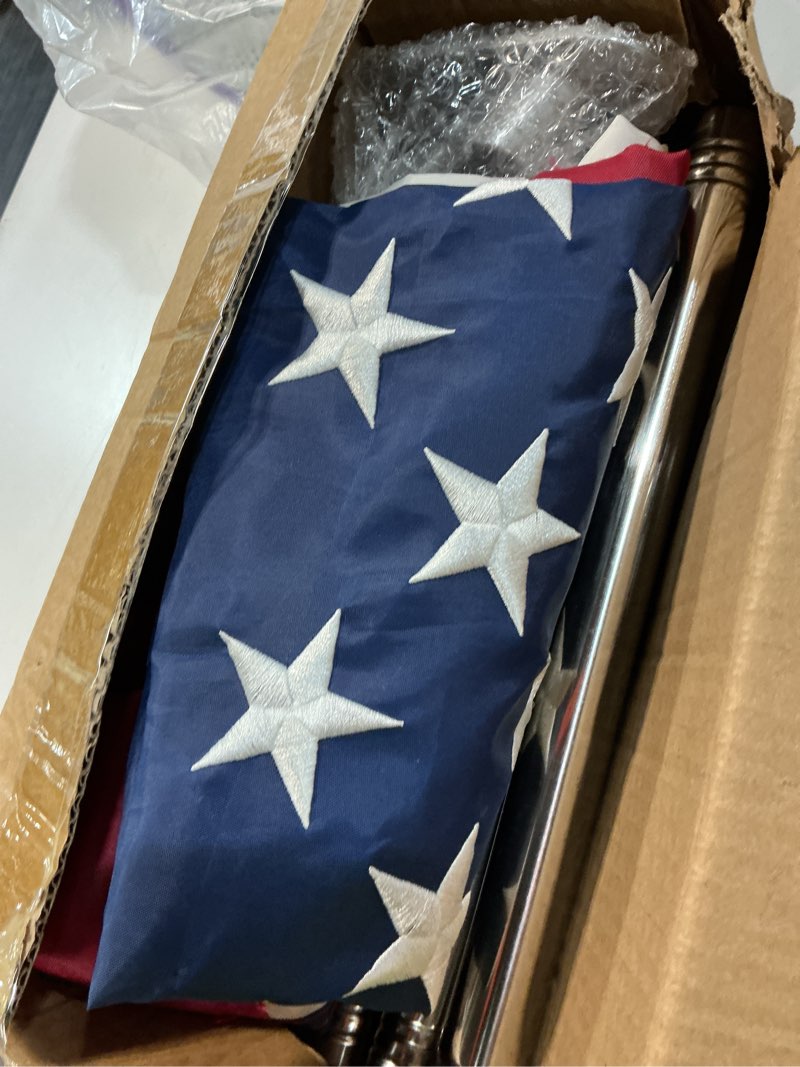 Condition photo showing Good Condition for 5 ft flag pole kit and american flag 3x5ft with pole kit for outside, heavy duty flag pole 5ft with 3x5ft american flag, stainless steel aluminum multi-position flag pole with bracket holder (silver)