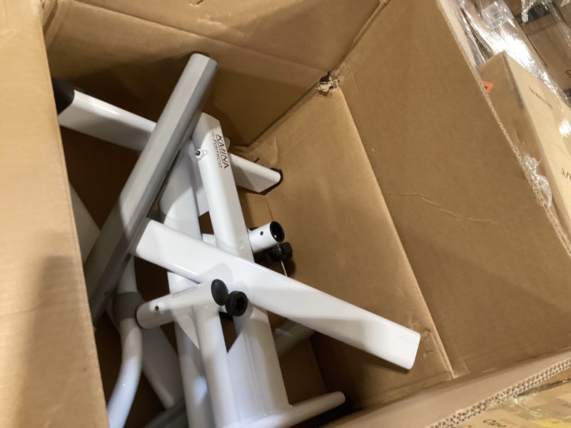 Condition photo showing As Is for kmina toilet safety rails for seniors, heavy duty frame with handles, adjustable height and width, handicap grab bars