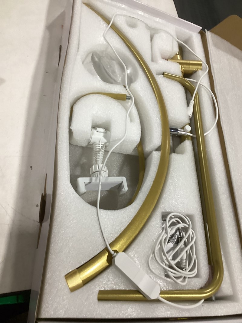 Condition photo showing As Is for AURELLE Half Moon Lash Light - Adjustable LED Floor Lash Lamp with 4X Magnifier & Phone Holder for Eyelash Extensions,Nail Art,Tattoo,Skincare,Salon SPA-Dimmable Brightness,Rotating Head, Gold