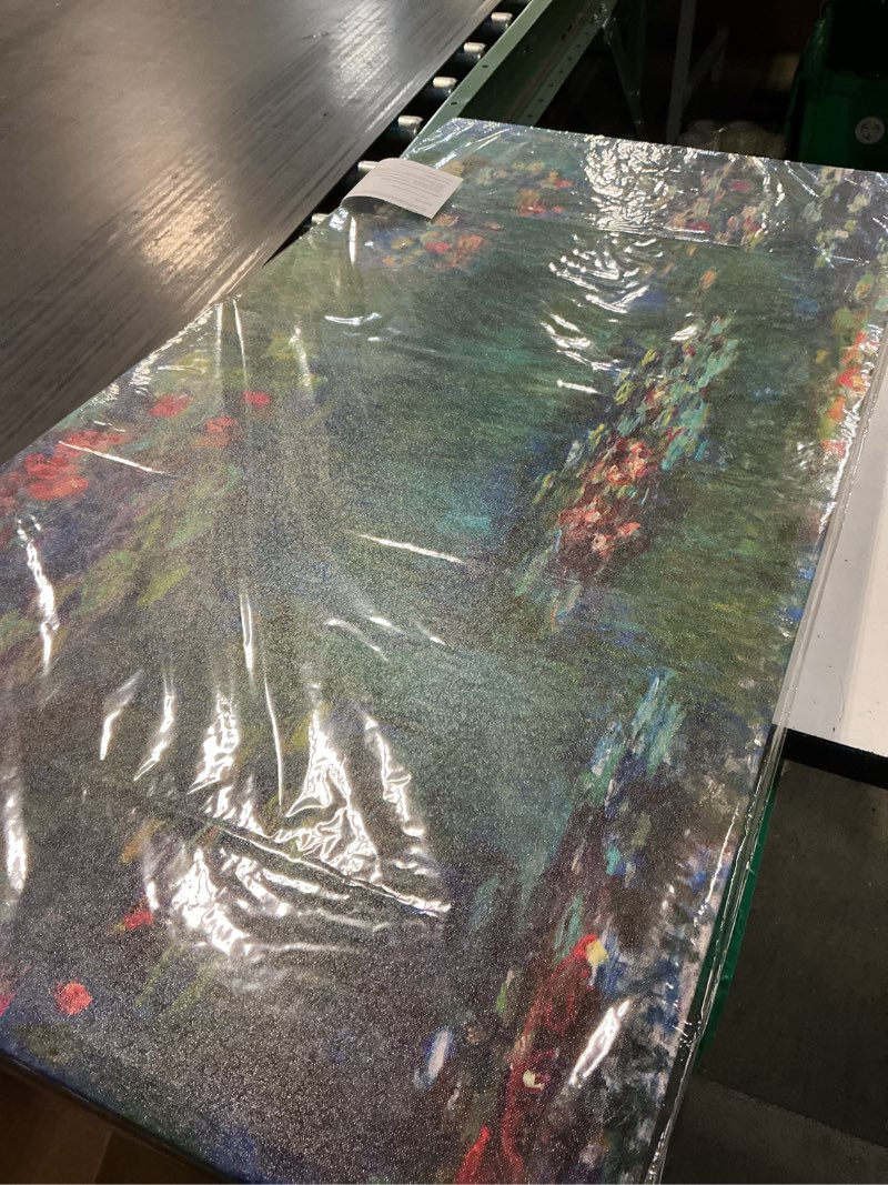 Condition photo showing Good Condition for large canvas wall art water lilies by claude monet landscape canvas pictures for living room bedroom nature canvas artwork green garden for home office wall decor framed ready to hang 24" x 48" 48"l x 24"w water lilies