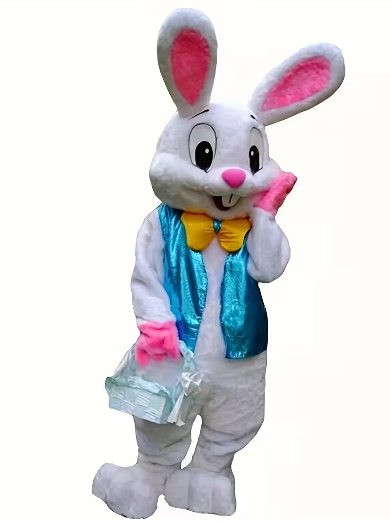 localDisfraz de Conejo de Pascua para Adultos - Mascota de Conejo de Peluche de Estilo Dibujos Animados para Halloween y Festivales, Tela de Poliéster No Elástica, Ideal para Fiestas y Promociones - Regalo Perfecto de Pascua