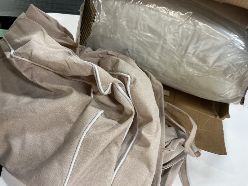 Condition photo showing Good Condition for miulee beige outdoor chair cushions set of 4, 19x19x3 inch waterproof patio seat cushions for outdoor furniture couch sofa, 3 year color fastness high density foam with adjustable ties beige 19 x 19 x 3 inch