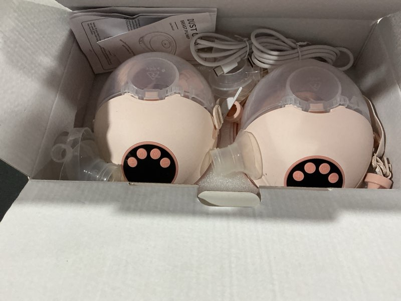 Condition photo showing Good Condition for heated hands-free breast pump, wearable breastfeeding with heated base promotes milk production & warm comfort, voice reminder, 6 modes & 12 levels, 19/21/24 flange for working moms & midnight feeds pink