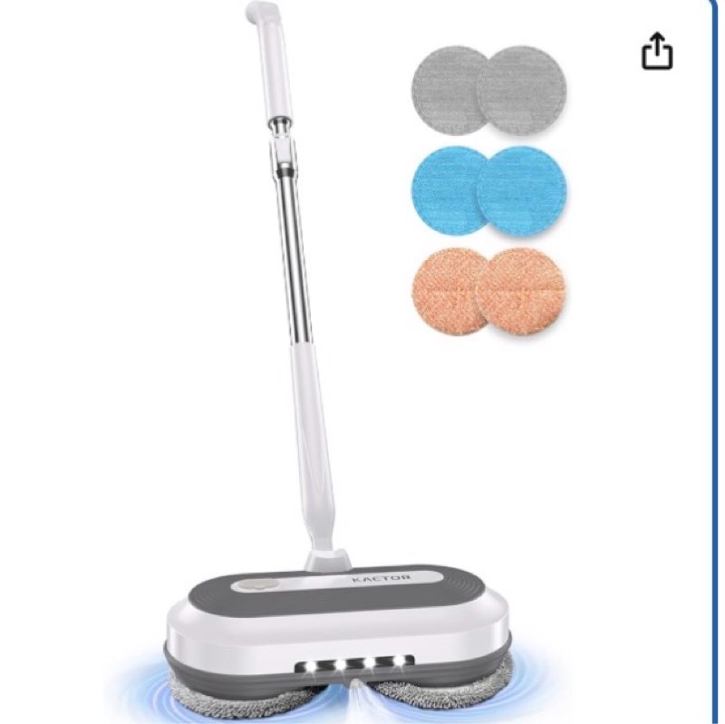 cordless electric spin mop, electric floor cleaner with water sprayer & led headlight, 50mins working time, 290ml water tank, adjustable tube, self-propelled multi-surfaces floor mop for home cleaning