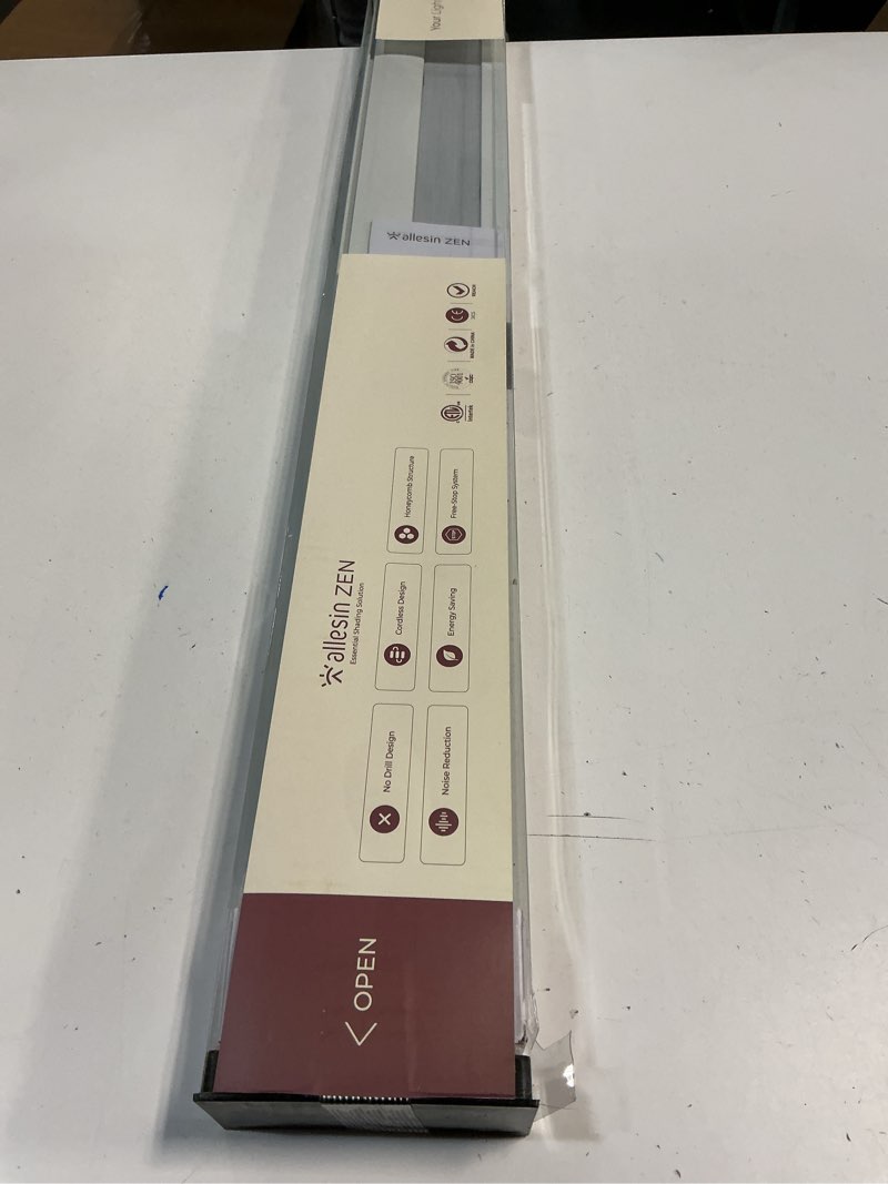 Condition photo showing New/Like New for Allesin Zen No Drill Blinds for Windows Blackout Cordless Cellular Shades Honeycomb Blinds Pull Down, Free Stop Easy Install for Home and Office, Blackout, White, 27" W x 64" H White-100% Blackout 27"W x 64"H