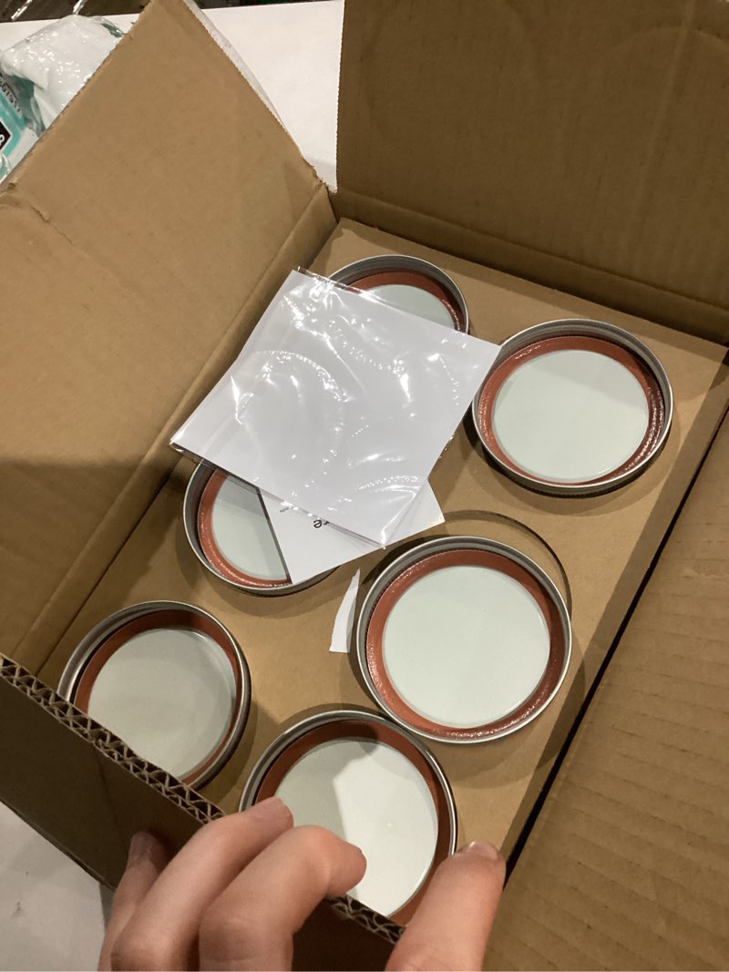 Condition photo showing New/Like New for joyjolt 8 oz mason jars with lids, labels and measures! 6-pack wide mouth mason jars, glass jar with lid and band. airtight canning jars, overnight oats jars, salad jars, sourdough starter jar