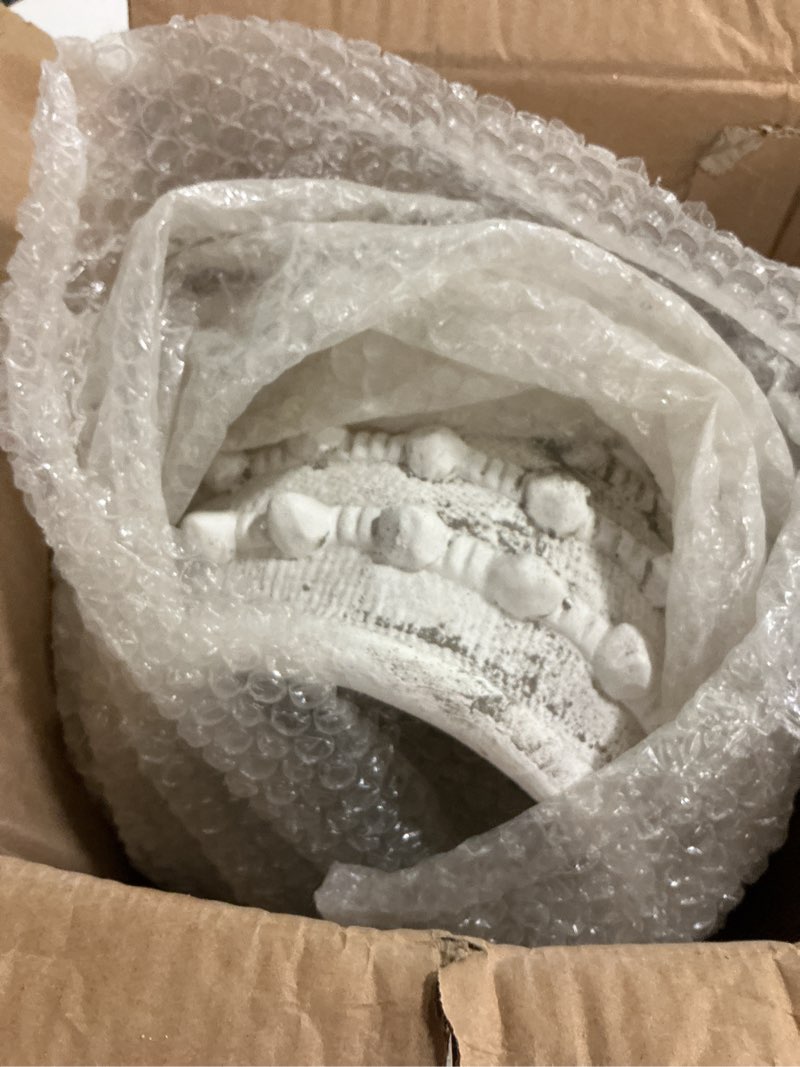 Condition photo showing As Is for Modern Ceramic Flower Pot with Bubble Texture – Decorative Round Stoneware Planter for Indoor and Outdoor Plants – Unique Contemporary Accent for Garden, Patio, or Home Decor – 9" White