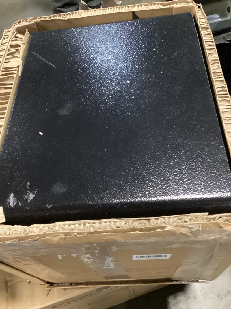 Condition photo showing As Is for 1.2 cubic feet fingerprint fireproof home safe with fireproof document bag, digital security safe with removable shelf secure cash, jewelry and valuables. (with fireproof bag, 11.8”h x 15”w x 11.8”d) 11.8”h x 15”w x 11.8”d with fireproof bag