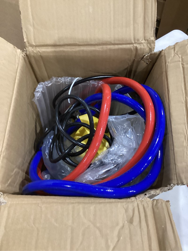 Condition photo showing Good Condition for tankless water heater flushing kit includes 1/4hp submersible sump pump with two adapters & 3 gallons pail with bucket lid opener & two 1/2” dia x 6’ pvc hoses with washers 0.25