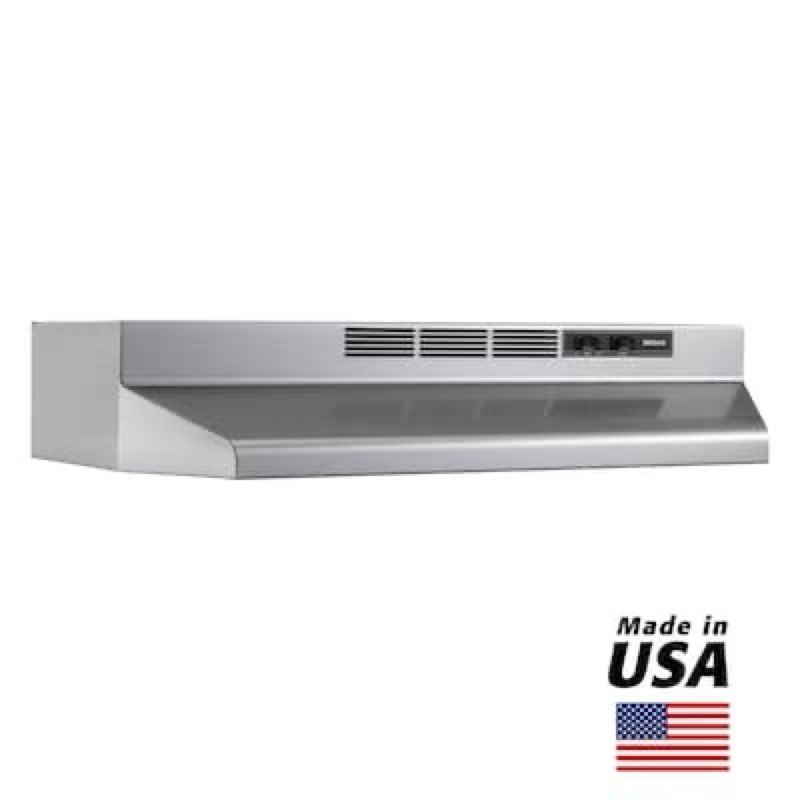 broan 30 inch ductless 50-cfm recirculating fingerprint resistant stainless-steel finish under cabinet range hood
